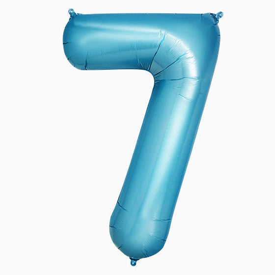 Globo Foil Número Gigante Aluminio 100cm (40") Azul Pastel