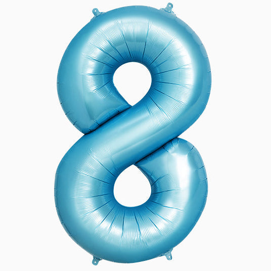 Globo Foil Número Gigante Aluminio 100cm (40") Azul Pastel