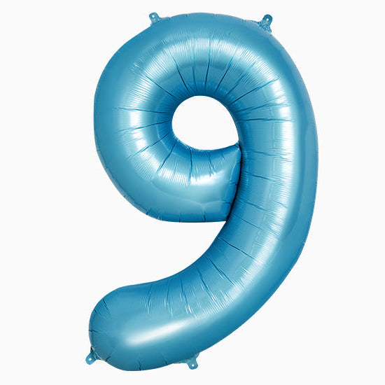 Globo Foil Número Gigante Aluminio 100cm (40") Azul Pastel