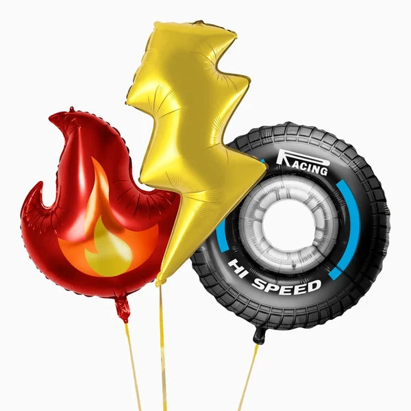 Set de 3 Globos Foil Dragon Monster Fuego, Rayo y Rueda