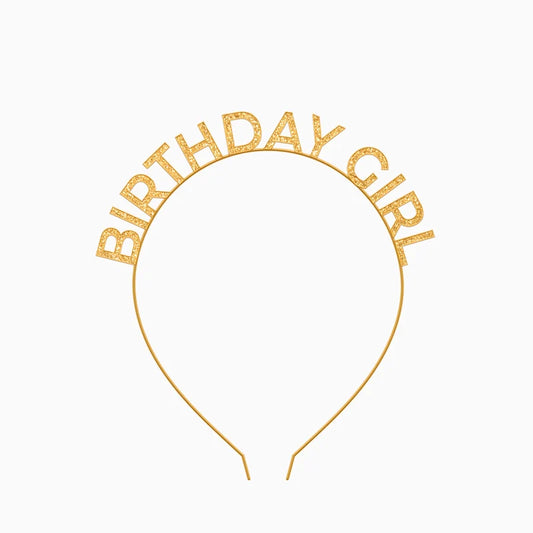 Diadema Cumpleaños Birthday Girl Metal Glitter Dorado 18 x 17,5 cm