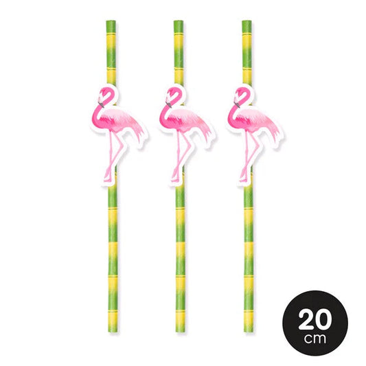 Pajitas Cartón Tropical 20 cm Flamenco