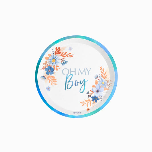 Platos de Cartón Oh My Boy Azul Metálico - 17cm-8uds