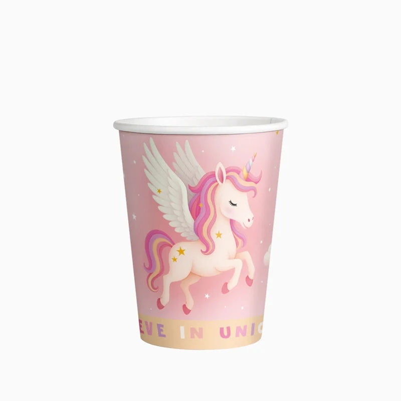 Paper Cup 270 cc Unicorn Baby Pink Pack 10 units