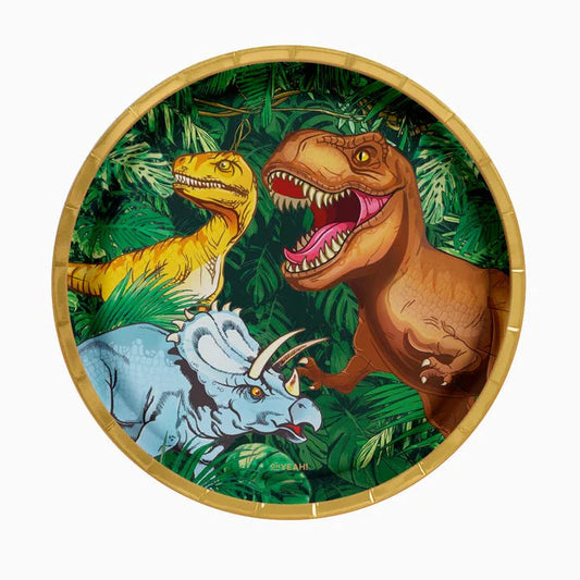 Plato Cartón Dinosaurios 23cm 6 uds