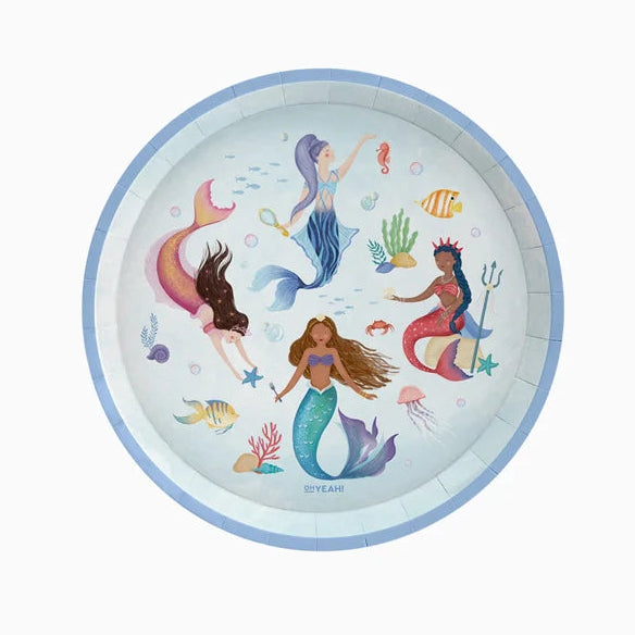 Plato Cartón Sirena Mermaid 17/23cm 6 uds