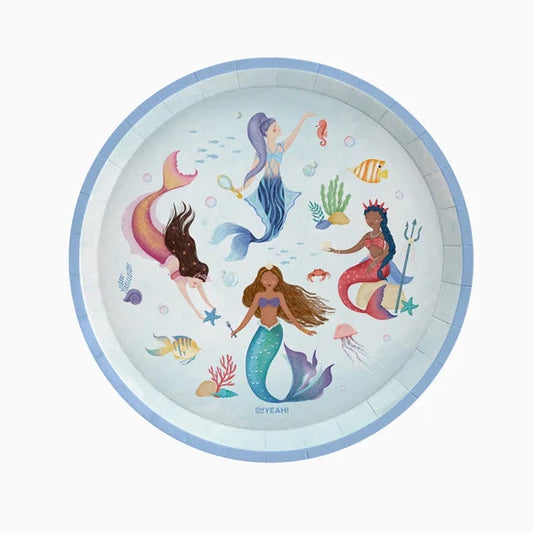 Plato Cartón Sirena Mermaid 17/23cm 6 uds