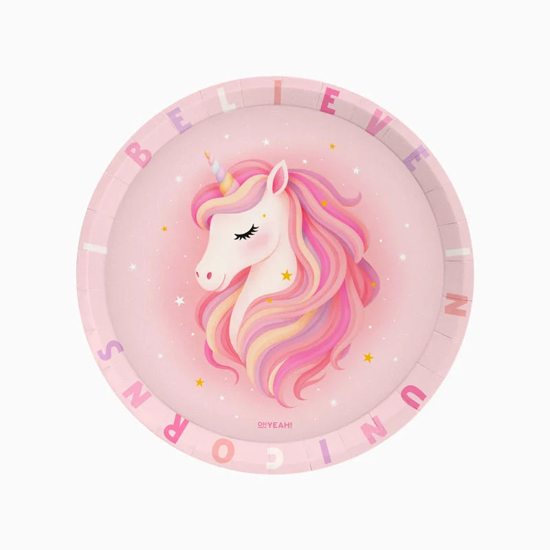 Platos de Cartón con Unicornio 6uds