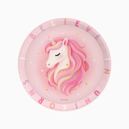 Platos de Cartón con Unicornio 6uds - 23cm