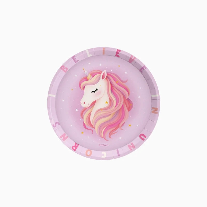 Platos de Cartón con Unicornio 6uds