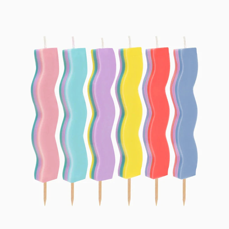 Velas Onduladas 10 cm Happy Vibes Colores Surtidos