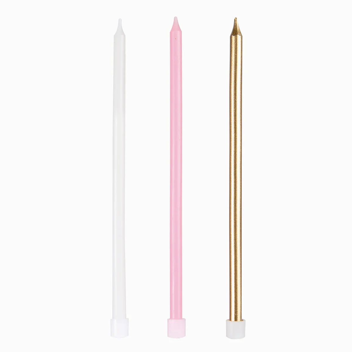Velas Extralargas Rosa Oro y Blanco 12 uds