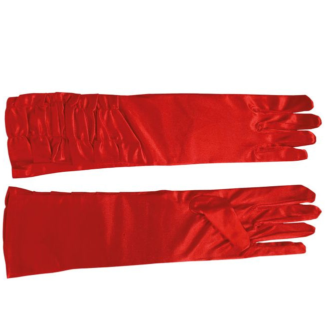 Guantes Largos Rojos Arrugados 40 cm Disfraz Halloween Carnaval Adulto