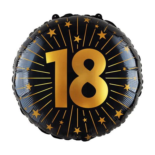 Globo Foil Número Negro y Dorado 46 cm – 15, 18, 50, 60, 65, 70, 75, 80, 85, 90, 95, 100 Años