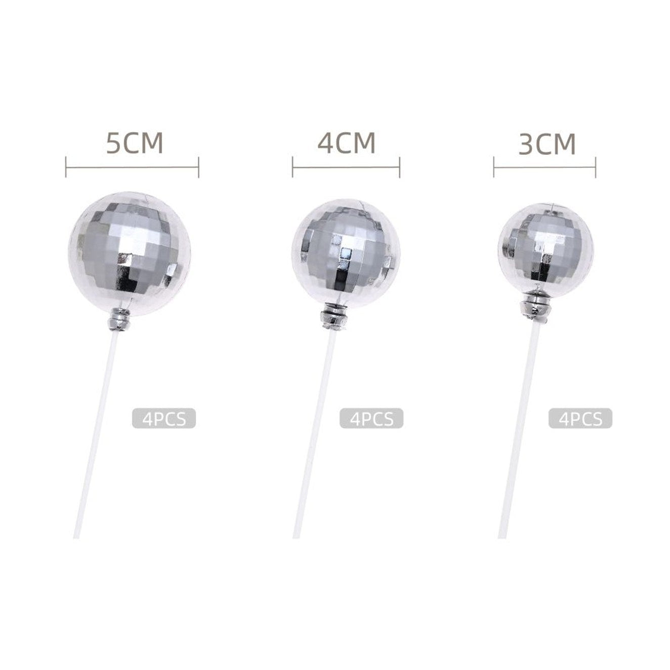 Bolas Cromadas Decorativas para Tartas 12uds