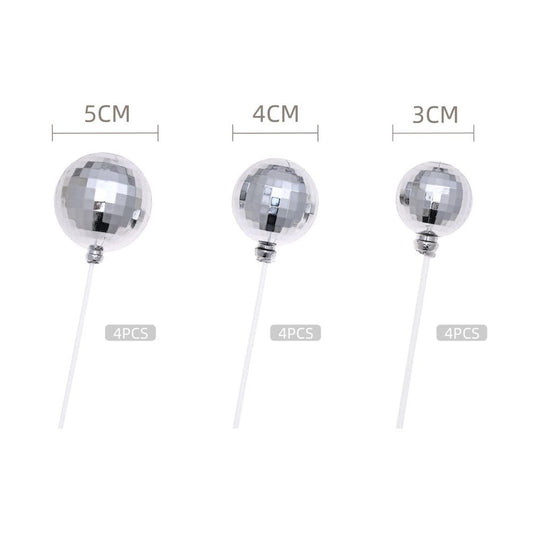 Bolas Cromadas Decorativas para Tartas 12uds