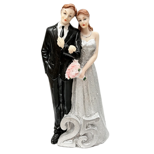 Figura Decorativa Tarta Bodas de Plata 25 Aniversario 18.5 cm