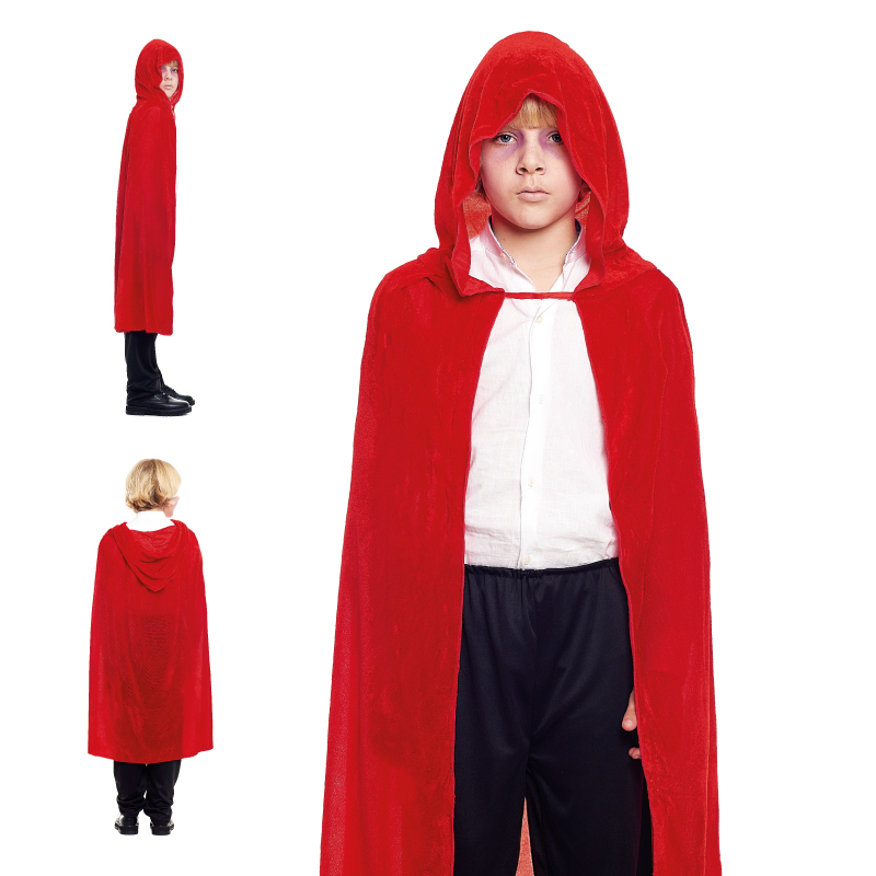 Capa Infantil Terciopelo con Capucha Roja 90 cm