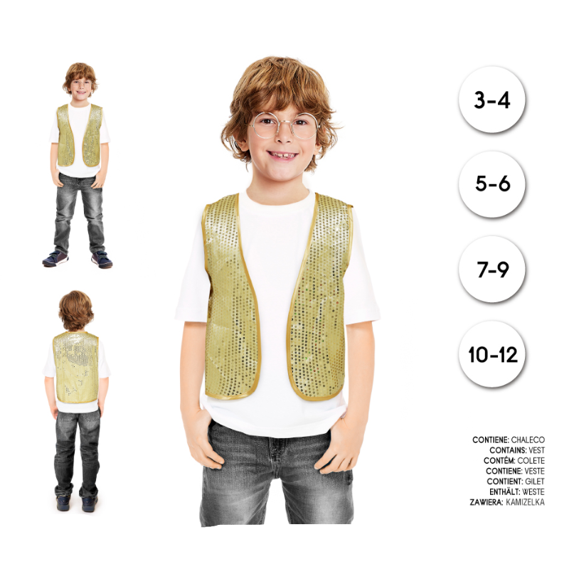 Chaleco Infantil Dorado de Lentejuelas