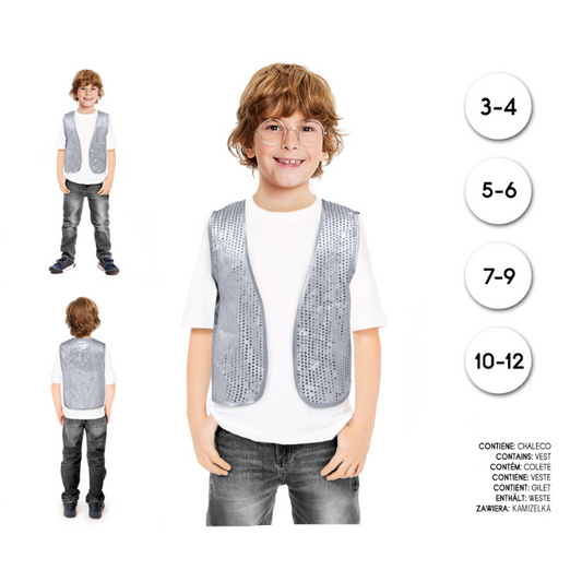 Chaleco Infantil Plateado de Lentejuelas