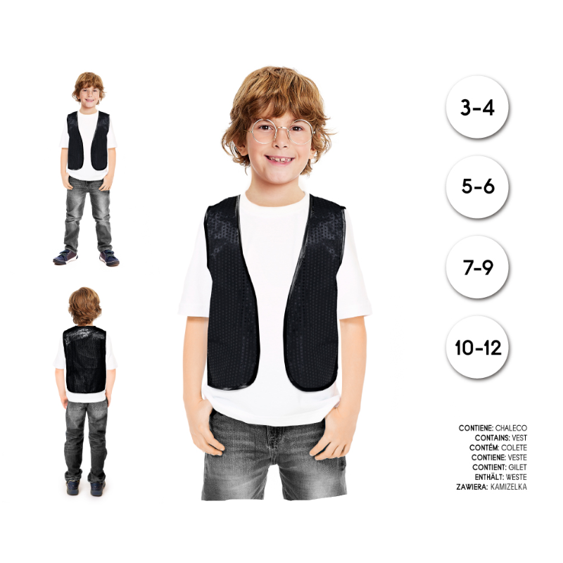 Chaleco Infantil Negro de Lentejuelas