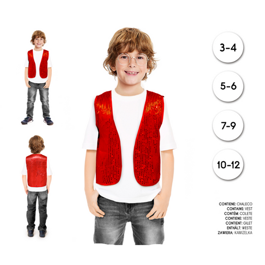 Chaleco Infantil Rojo de Lentejuelas