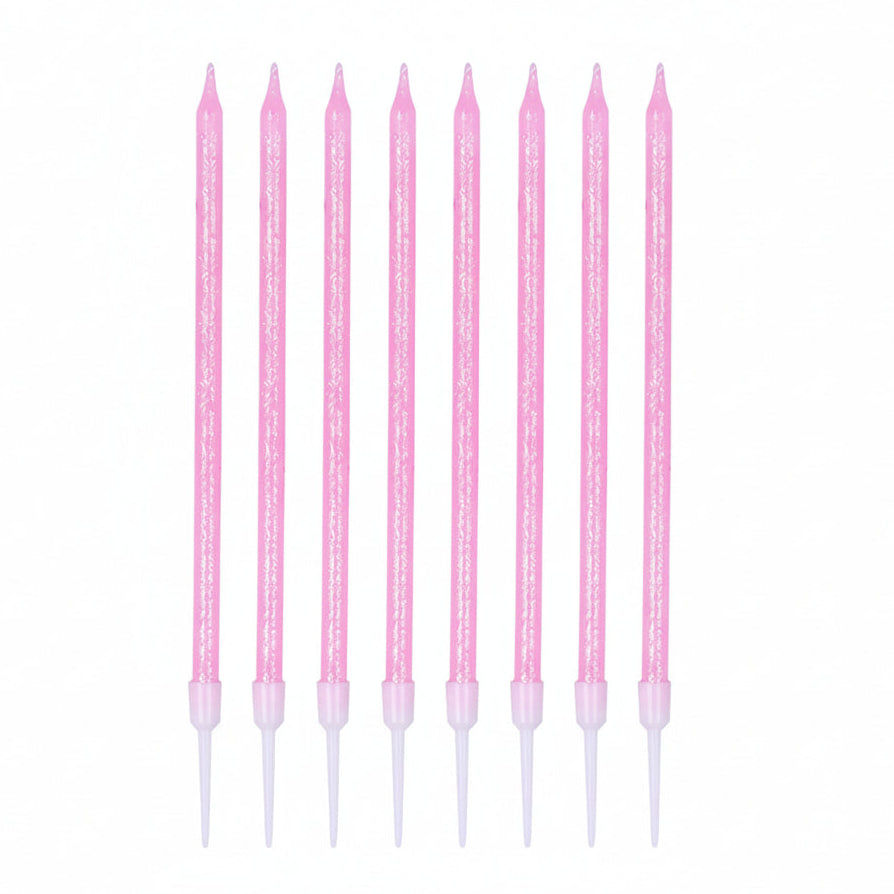 Vela Rosas con Purpurina 16.5cm - Pack 6 uds