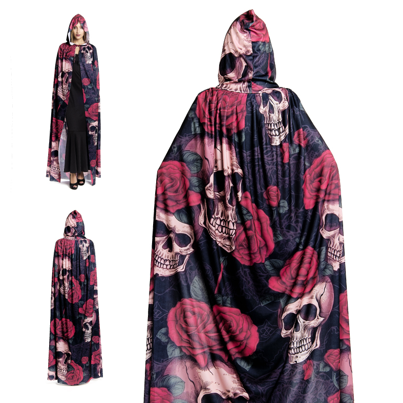 Capa Mujer Calavera con Rosas 185 cm