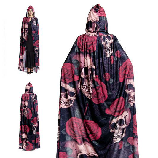 Capa Mujer Calavera con Rosas 185 cm