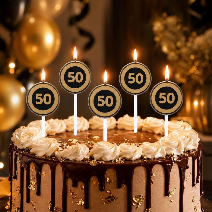 Velas Número Oro Negro 5uds