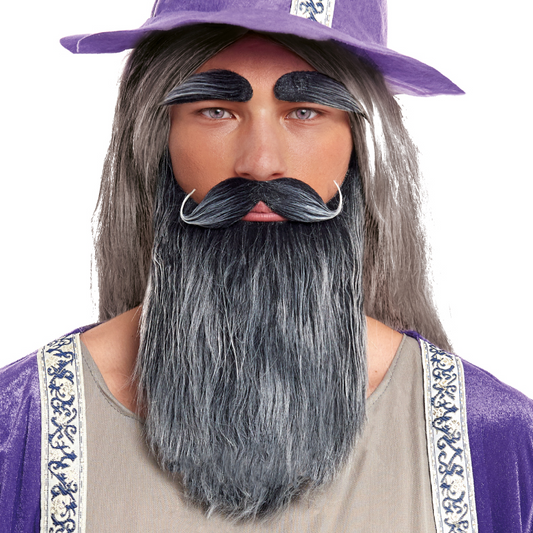 Set de Barba y Cejas Postizas Grises para Disfraz