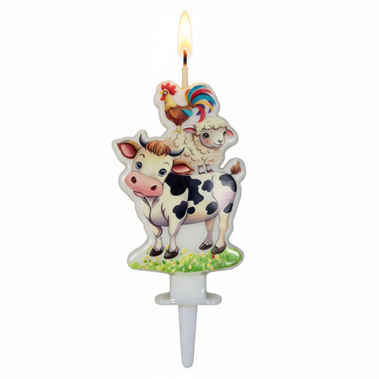 Vela Vaca y Oveja - Decorativas Cumpleaños Granja Infantil