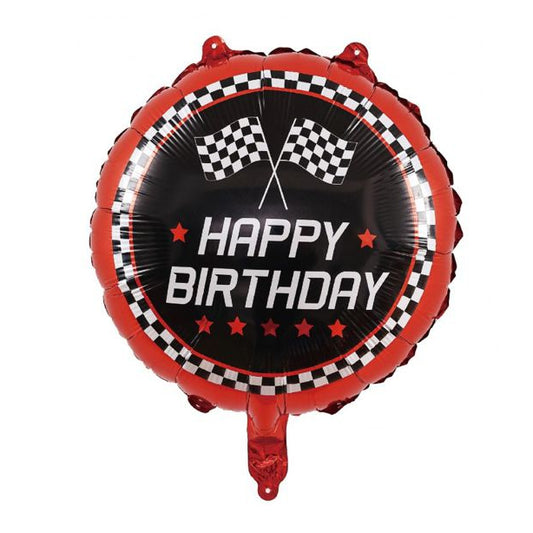 Globo Foil Redondo Happy Birthday Coches 45 cm (18")