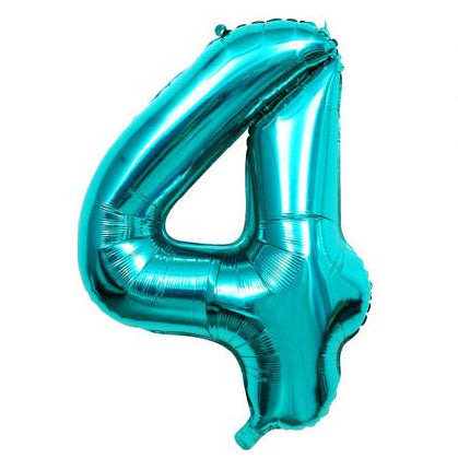 Globo Foil Número Gigante Aluminio 100cm (40") Turquesa