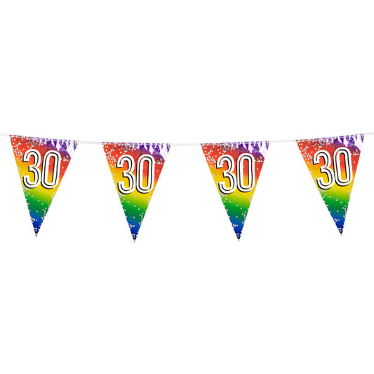 Guirnalda Foil Bunting Rainbow Cumpleaños 30, 40, 50, 60, 70, 80, 90 Años | 30 x 20 cm ,6 m