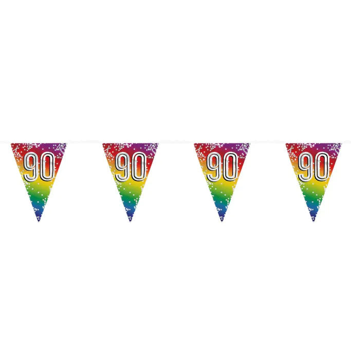 Guirnalda Foil Bunting Rainbow Cumpleaños 30, 40, 50, 60, 70, 80, 90 Años | 30 x 20 cm ,6 m
