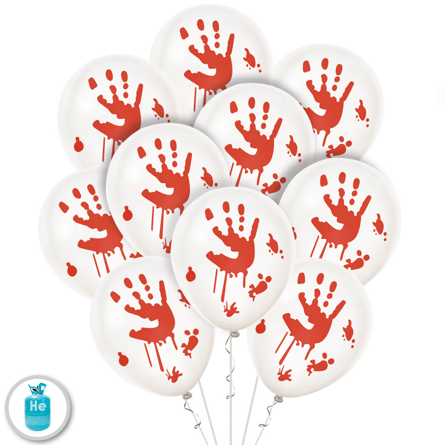 Globos Látex Mano Sangre Halloween 35 cm Pack 10 ud