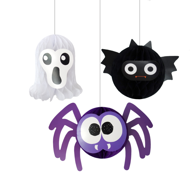 Colgantes Halloween Murciélago Fantasma Araña Pack 3 ud