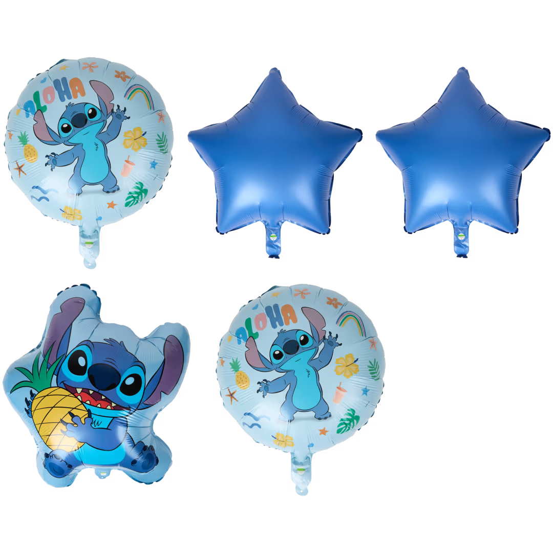 Set 5 Globos de Aluminio Stitch Disney