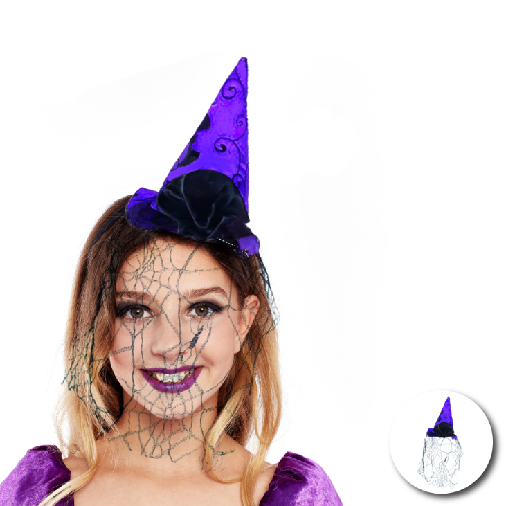 Diadema Bruja con Velo Halloween