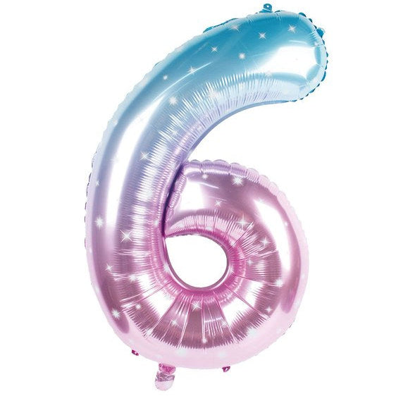 Globo Foil Número Gigante Galaxia Rosa y Azul 100 cm (40")
