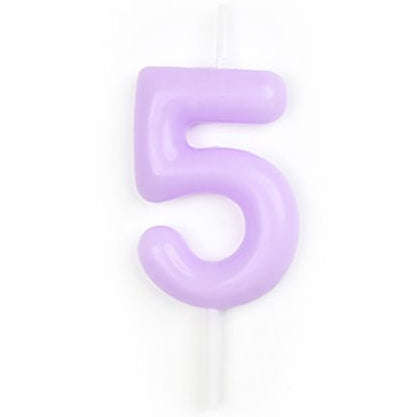 Vela Número Cumpleaños Morado Pastel 6 cm