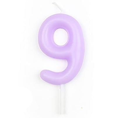 Vela Número Cumpleaños Morado Pastel 6 cm
