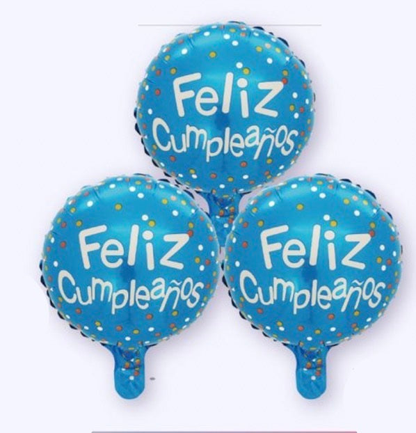GLOBO FOIL FELIZ CUMPLEAÑOS 25CM 3uds