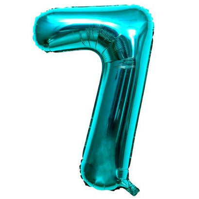 Globo Foil Número Gigante Aluminio 100cm (40") Turquesa