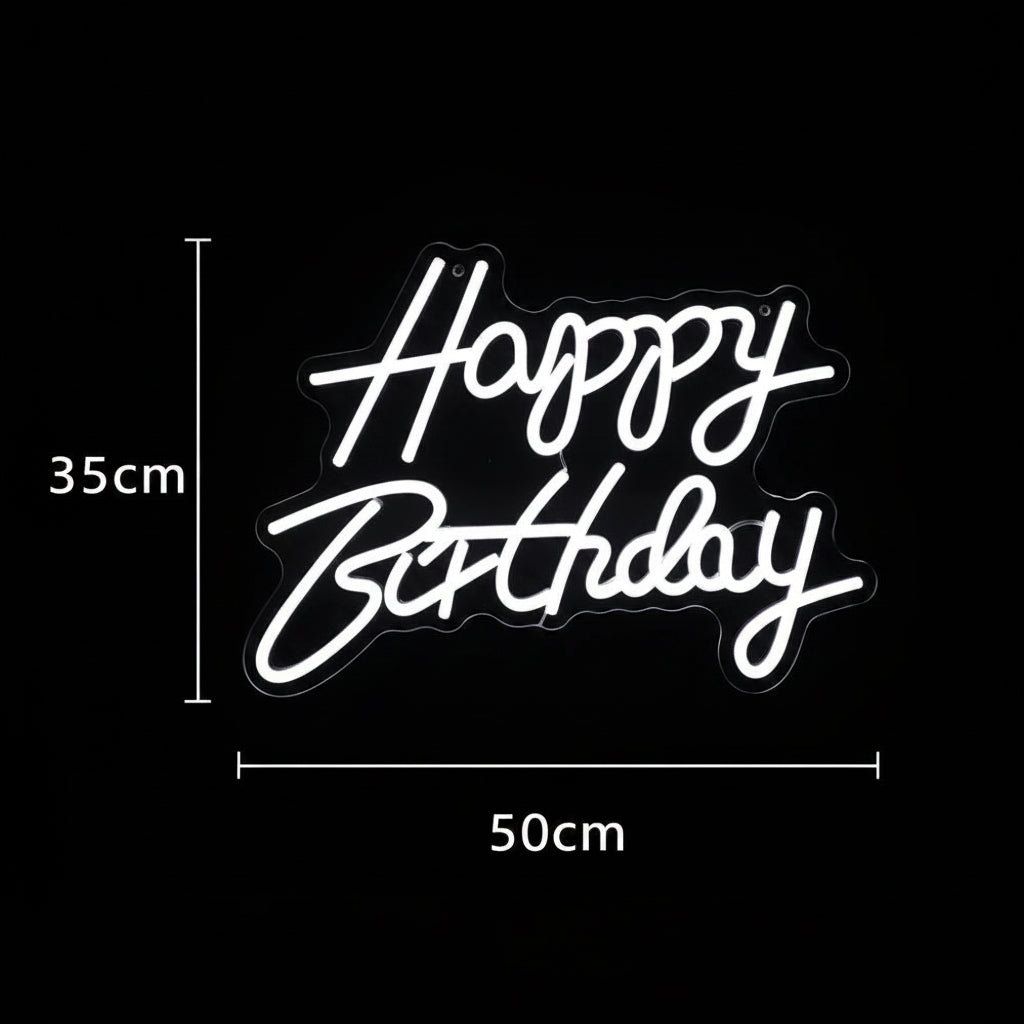 Letrero Neón LED Happy Birthday 500x350mm