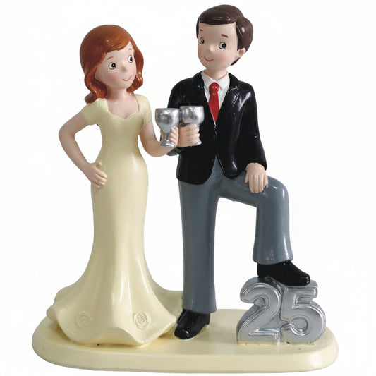 Figura Tarta 25 Aniversario Bodas de Plata Copas 18 cm