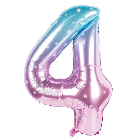 Globo Foil Número Gigante Galaxia Rosa y Azul 100 cm (40")