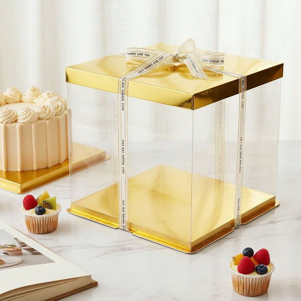 Caja para Tarta Dorada con Ventana