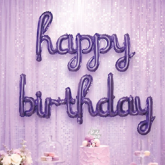 Pack Globo Foil Happy Birthday Morado 145x100cm